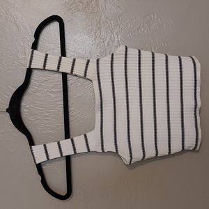 American Eagle White and Black Stripped Crop Top Size Small